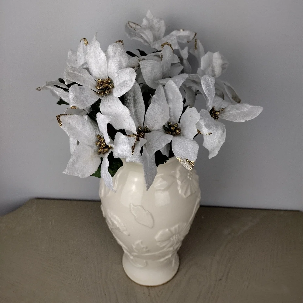 Elegant White and Gold Wintry Floral Arrangement